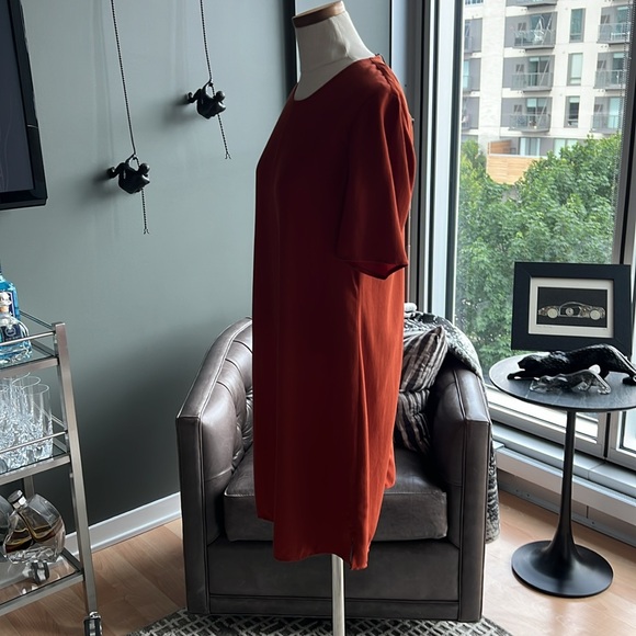 New Eileen Fisher Short Sleeve Dress Size Petite Small PS in Paprika - Picture 6 of 7